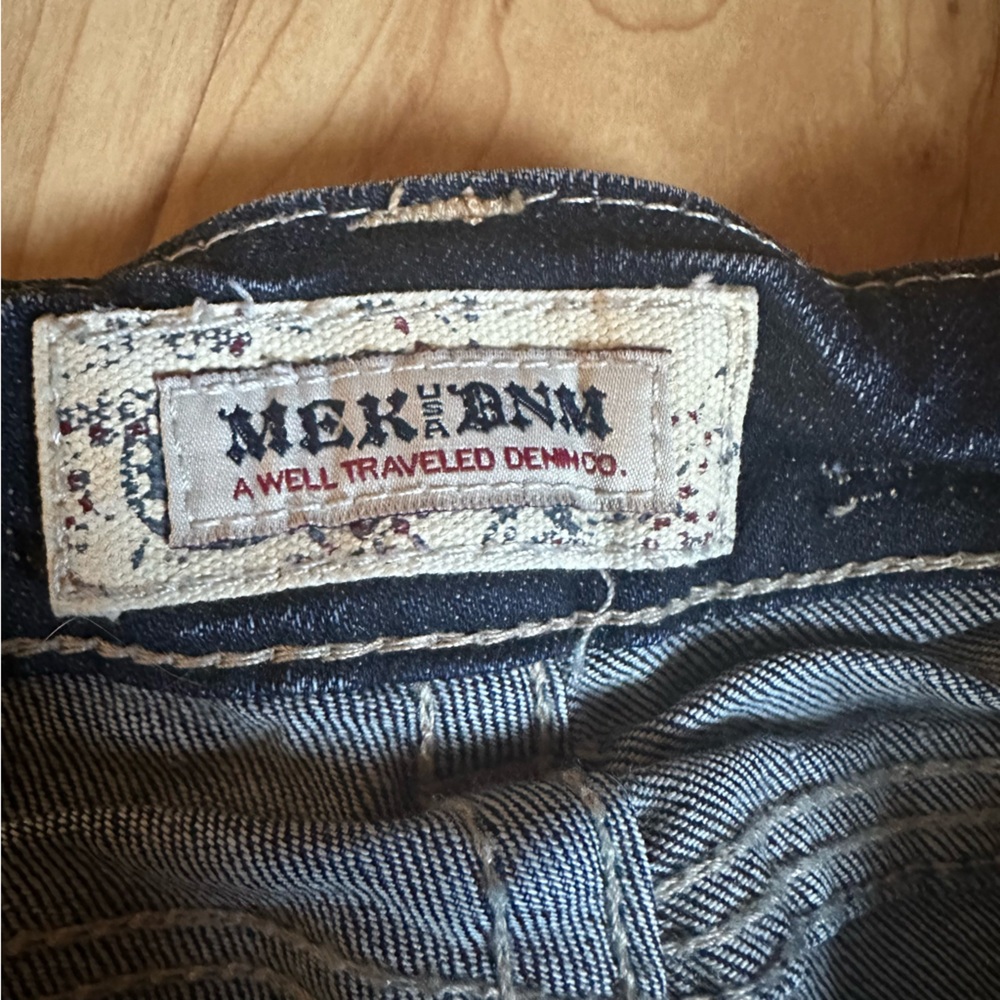 MEK DNM Dark Blue Denim Pants Embellished Pockets St Petersburg Boot Cut 32x34 - Picture 3 of 14